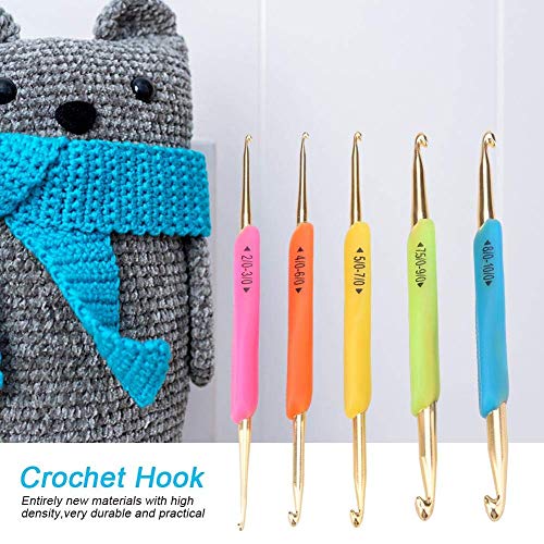 Hilitand Double Head Crochet Hook Set, Aluminum Tip Knitting Needle Set with Soft Rubber Handle (Random Color) - Image 4
