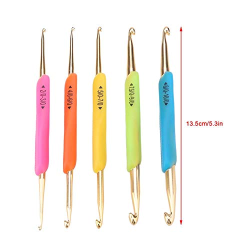 Hilitand Double Head Crochet Hook Set, Aluminum Tip Knitting Needle Set with Soft Rubber Handle (Random Color) - Image 2