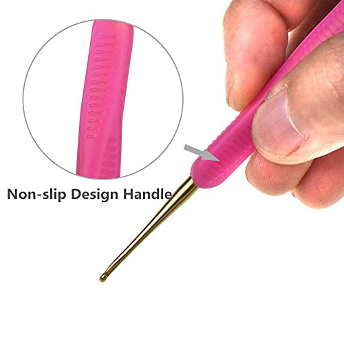 Hilitand Double Head Crochet Hook Set, Aluminum Tip Knitting Needle Set with Soft Rubber Handle (Random Color) - Image 5