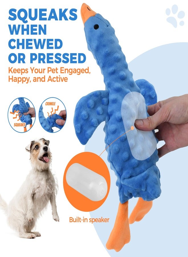 IPTPAS Squeaky Plush Dog Toy for All Breeds, Multifunctional Goose Dog Toy with Honking Sound, Crinkle Paper, Treat Pocket, Durable Soft Stuffed Animal for Chewing, Cuddling, Interactive Play (Blue) - Image 2