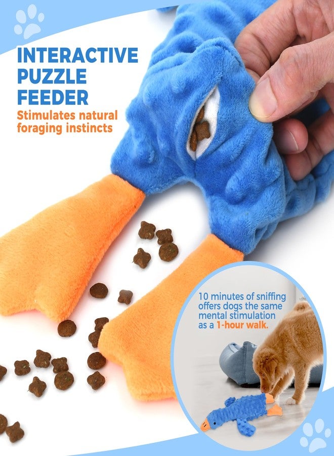 IPTPAS Squeaky Plush Dog Toy for All Breeds, Multifunctional Goose Dog Toy with Honking Sound, Crinkle Paper, Treat Pocket, Durable Soft Stuffed Animal for Chewing, Cuddling, Interactive Play (Blue) - Image 4