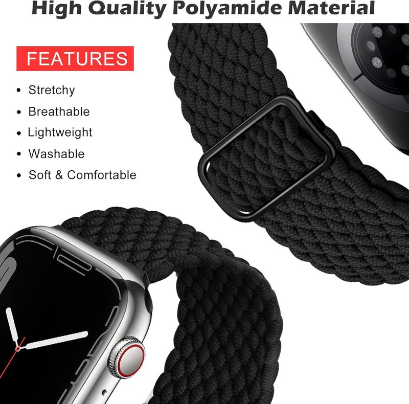 erorex For Apple Watch 44Mm / 45Mm Ladder Buckle Loop Nylon Watch Band With Silicone Case(Black) - Image 3
