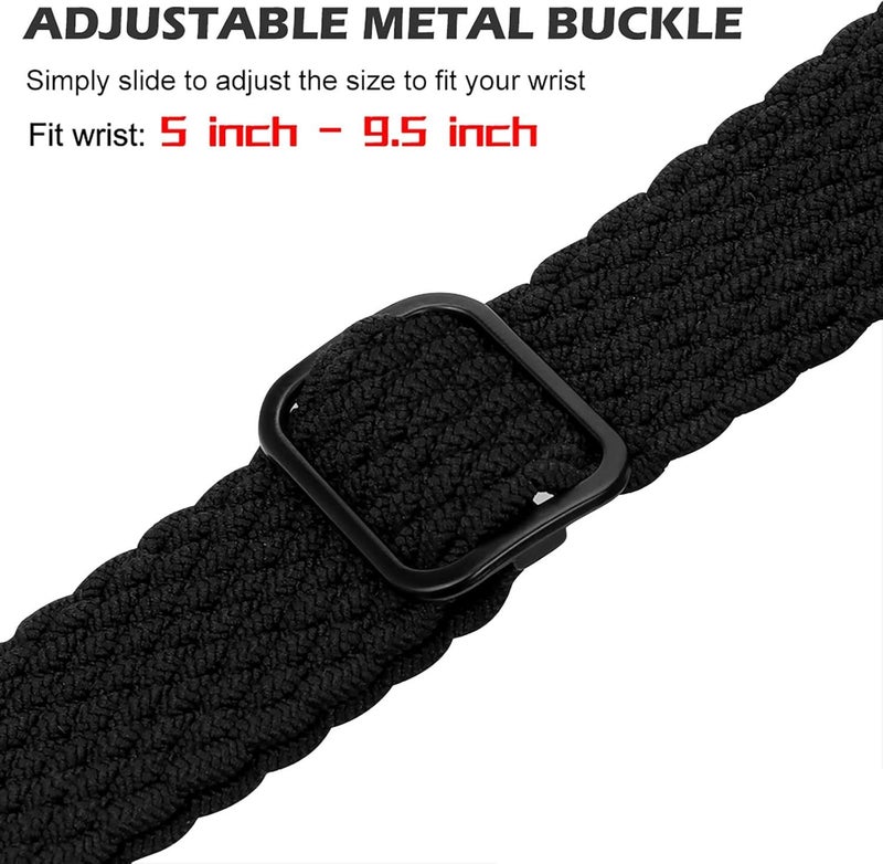 erorex For Apple Watch 44Mm / 45Mm Ladder Buckle Loop Nylon Watch Band With Silicone Case(Black) - Image 4