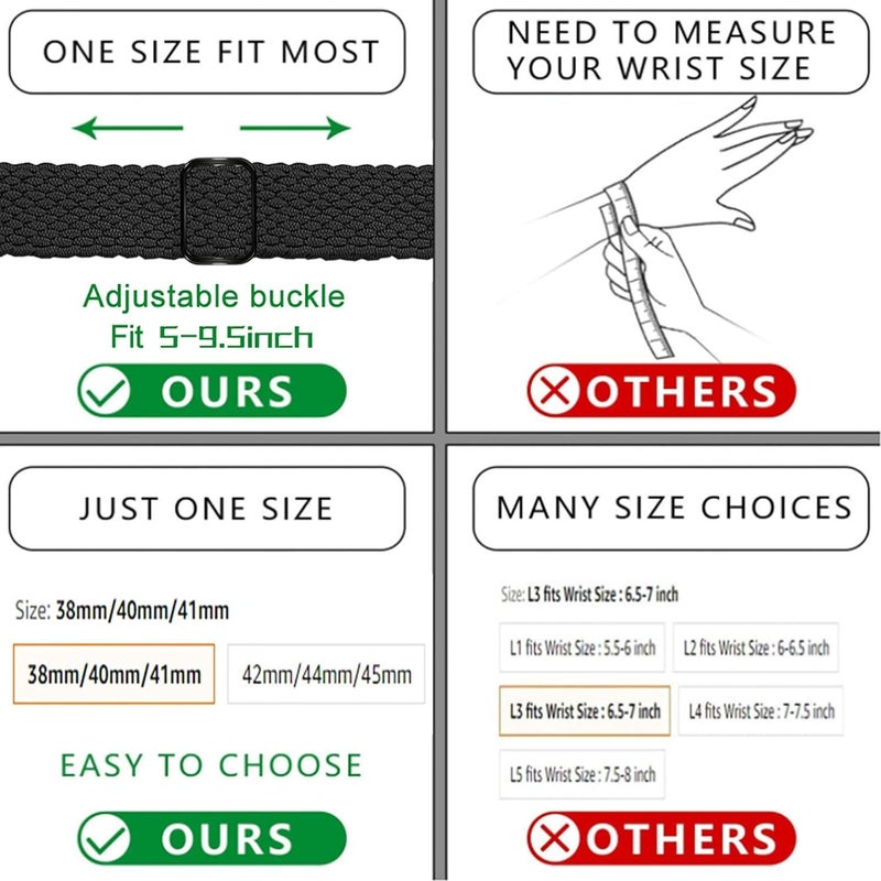 erorex For Apple Watch 44Mm / 45Mm Ladder Buckle Loop Nylon Watch Band With Silicone Case(Black) - Image 5