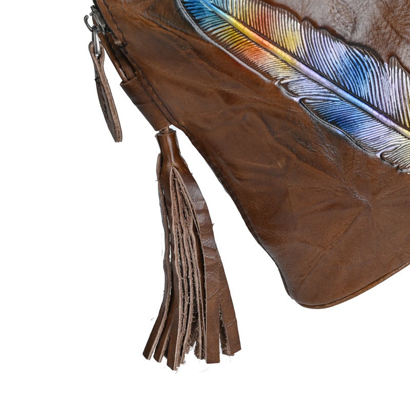Ancient Chaoke Women'S Shoulder Bag Genuine Leather Cyber Celebrity Bag Top Layer Cowhide Crossbody Bag Personalized Women'S Vintage Mobile Phone Bag - Image 4