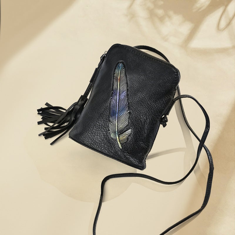 Ancient Chaoke Women'S Shoulder Bag Genuine Leather Cyber Celebrity Bag Top Layer Cowhide Crossbody Bag Personalized Women'S Vintage Mobile Phone Bag - Image 1