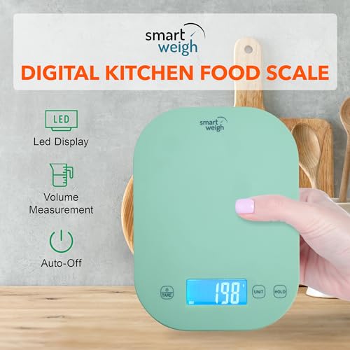 Smart Weigh Mint Green Digital Kitchen Scale for Cooking, Weight Loss, Calorie Tracking, Baking, Food Portion Control, and Meal Prep - Accurate Measurements in Grams and Ounces - Image 2