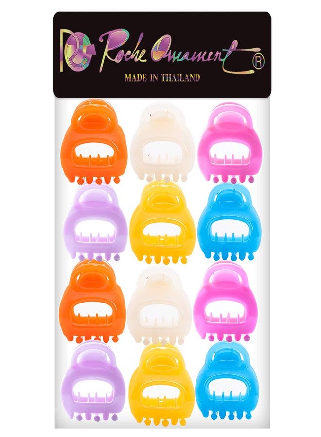 RC ROCHE ORNAMENT 12 Pcs Womens Chic Hollow Hair Sectioning Styling Strong Hold Fashion Premium Jaw Claw Barrette Plastic Girls Accessories Teeth Clamps Clips, Small Jelly Candy Multicolor - Image 5