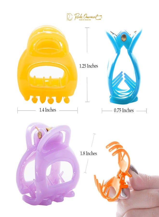 RC ROCHE ORNAMENT 12 Pcs Womens Chic Hollow Hair Sectioning Styling Strong Hold Fashion Premium Jaw Claw Barrette Plastic Girls Accessories Teeth Clamps Clips, Small Jelly Candy Multicolor - Image 4