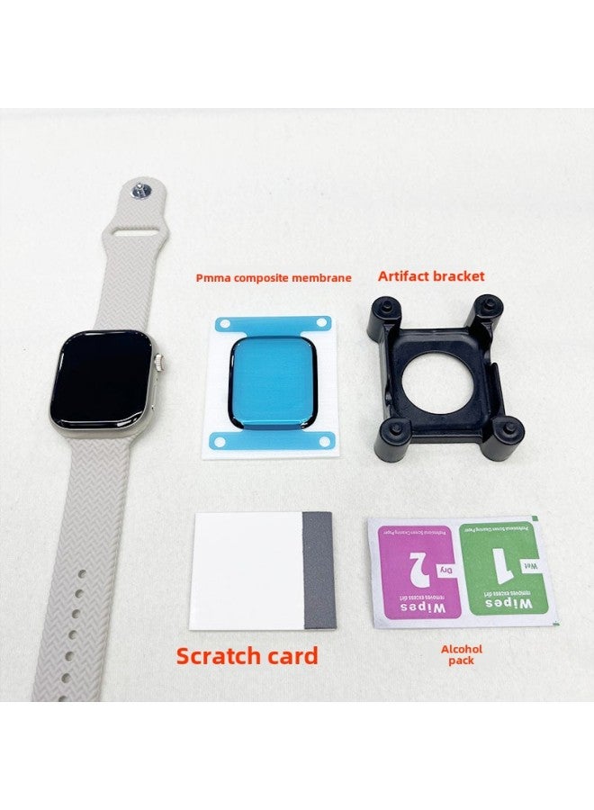 Applicable To Apple Watch S9/8/7 Film PMMA Composite Film Film Artifact Apple Watch ]-Color:HD-PMMA Composite Film 1 Pack (film 1 Artifact Bracket Scratch Card Packaging Box)-Dimensions:Apple S10-46mm Style