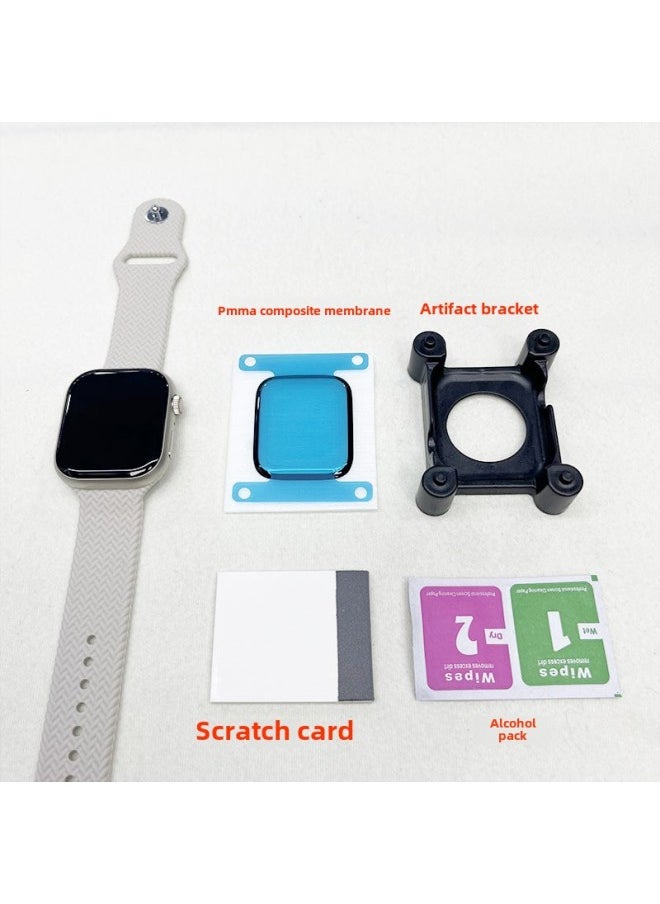 Generic - Applicable To Apple Watch S9/8/7 Film PMMA Composite Film Film Artifact Apple Watch ]-Color:HD-PMMA Composite Film 1 Pack (film 1 Artifact Bracket Scratch Card Packaging Box)-Dimensions:Apple S10-46mm Style - Image 1