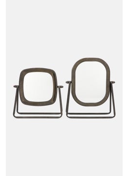 DEMDACO 2 Set Metal Frame Tabletop Mirror, Black  - Image 1