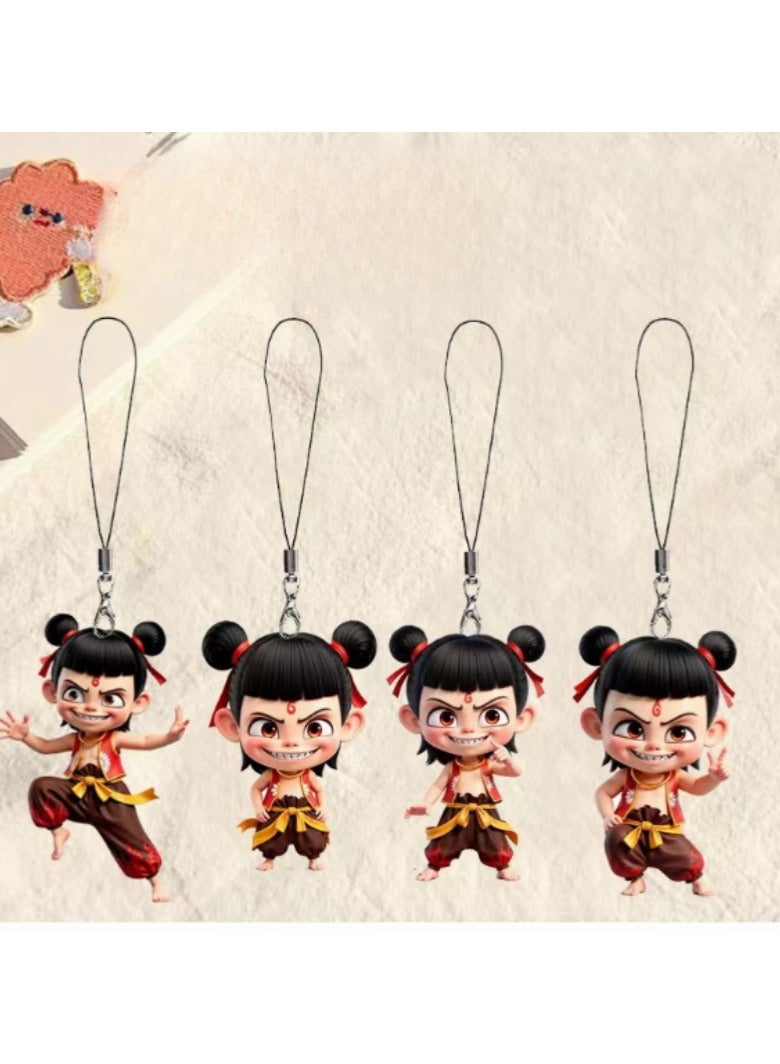 KUYING Nezha 2 Magic Children Roaring Sea Lotus Cake CP Mobile Chain Pendant 3-Piece Set 