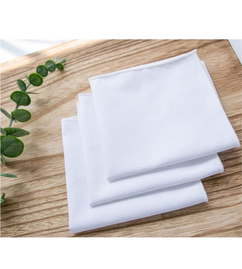 CoCoUSM 3-Pk Mens Cotton White Pocket Square with Color Border(10 Colors) - Image 4