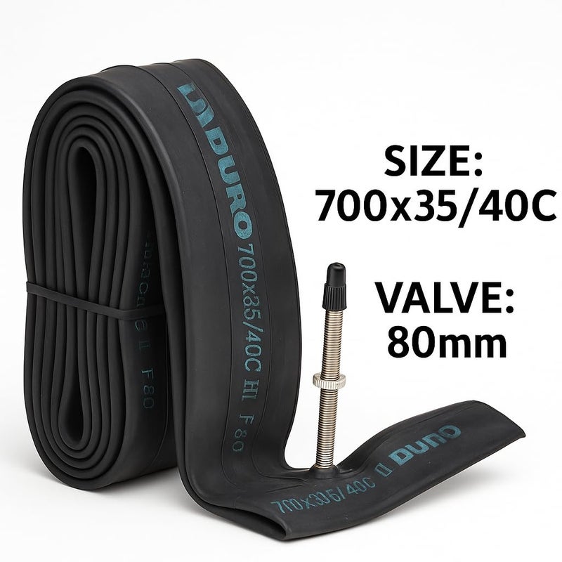 DURO 28 Inch Bicycle Tube 700x35C/40C | Heavy Duty Butyl Rubber Bike Inner Tube with 80mm Presta Valve | Durable Replacement Tire Tube for Road, Hybrid, Mountain Bikes & Wheelchairs – Made in Thailand - Image 5