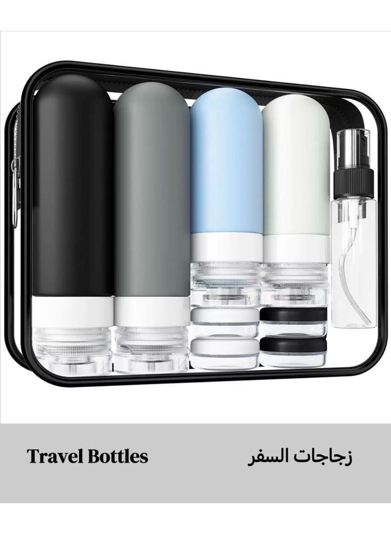 18pack Travel Bottles for Toiletries,TSA Approved Silicone Travel Containers jar for Toiletries,Leak Proof Refillable Liqus Shampoo And Conditioner Travel Essentials toiletry Bottles - Image 1