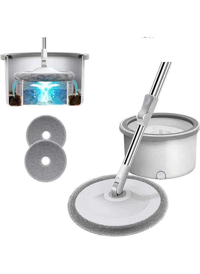Zaboon Hoome Spin Mop And Bucket Set360 Degree Spinning Mop Microfiber Mop Home Kitchen Automatically Spin Dry Lazy People Handsfree Mop Bucket Set For Wood Hardwood Laminate Tile - Image 1