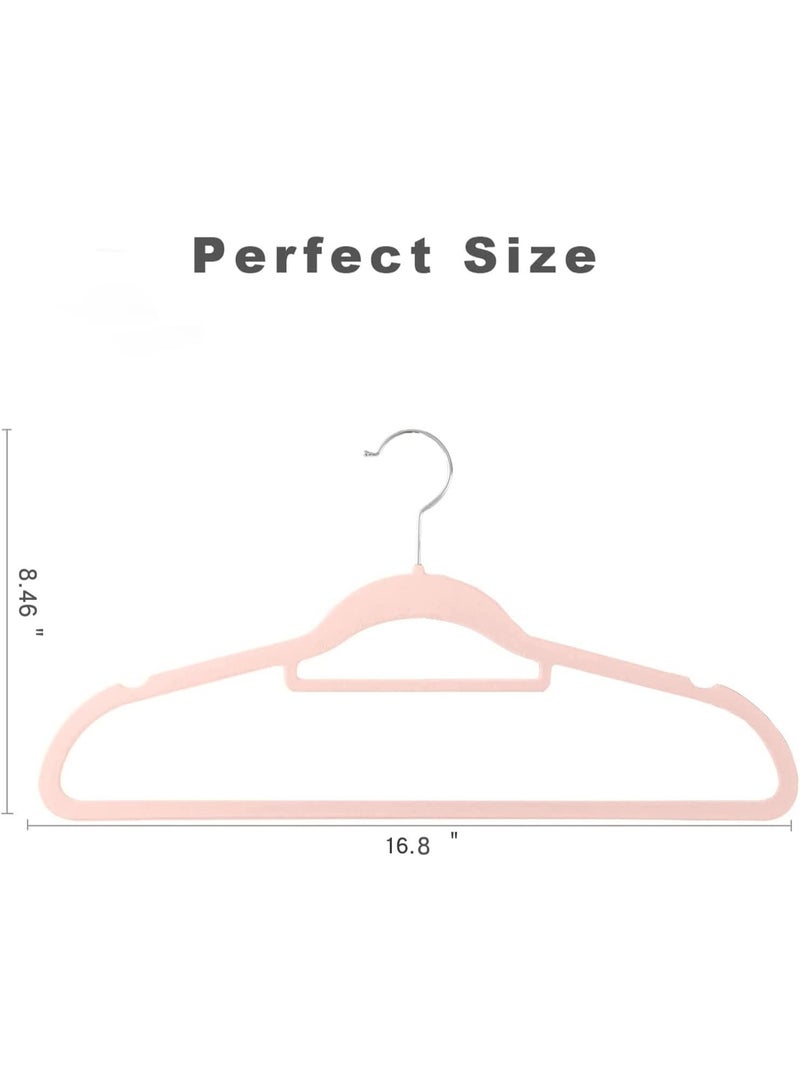 Red Dot Gift®10-Pack Pink Non-Slip Velvet Hangers 42cm With 360 Degree Rotatable Hook - Durable & Slim - Non Slip Hangers for Coat Hangers - Pant Hangers - Image 2