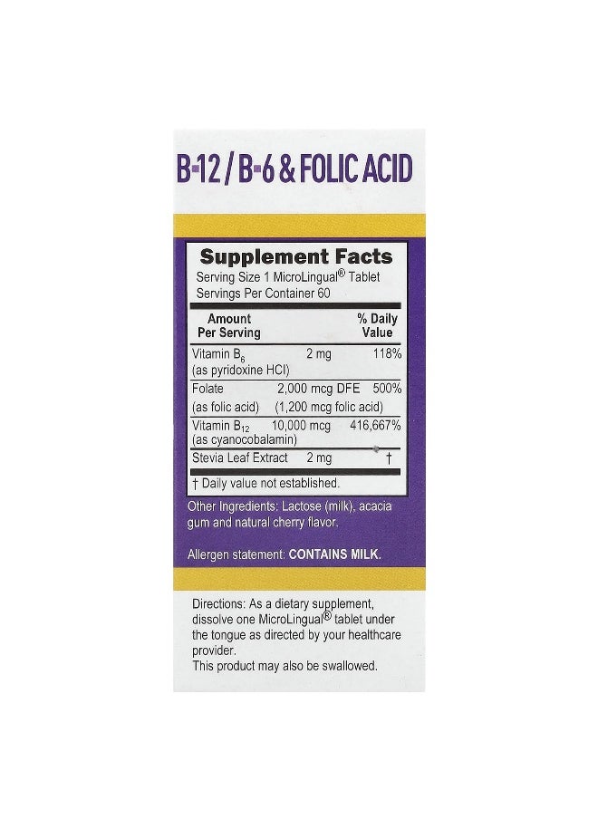 Superior Source Superior Source, B-12, B-6 & Folic Acid, Extra Strength, 60 MicroLingual® Instant Dissolve Tablets  - Image 2