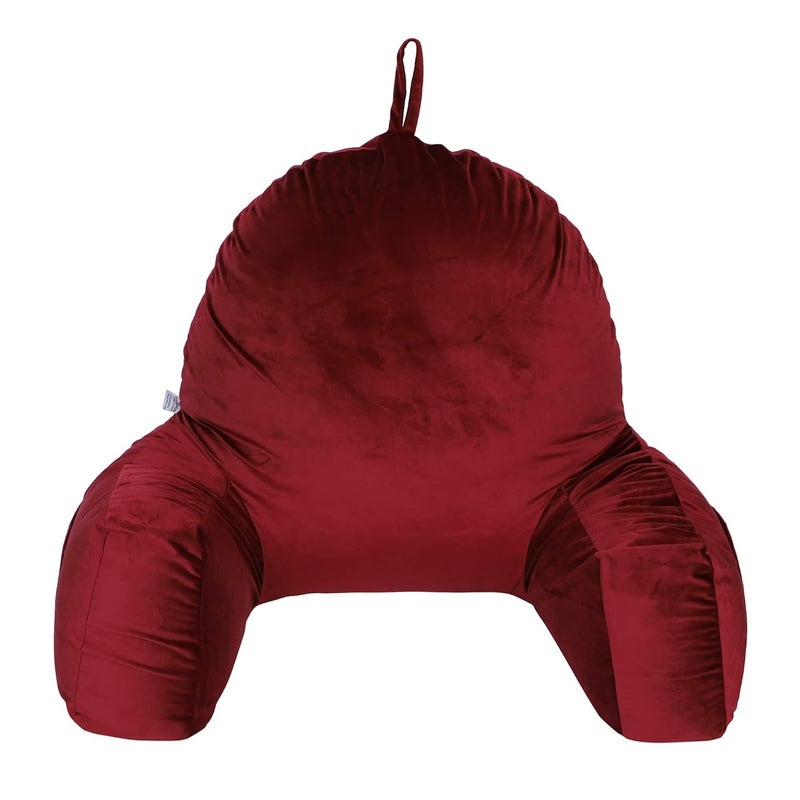 Flipon Bearust Back Supprot Pillow Soft Velvet Outer Cover with Inner Cover and Zipper Watching TvWorkingGaming Red Large Size