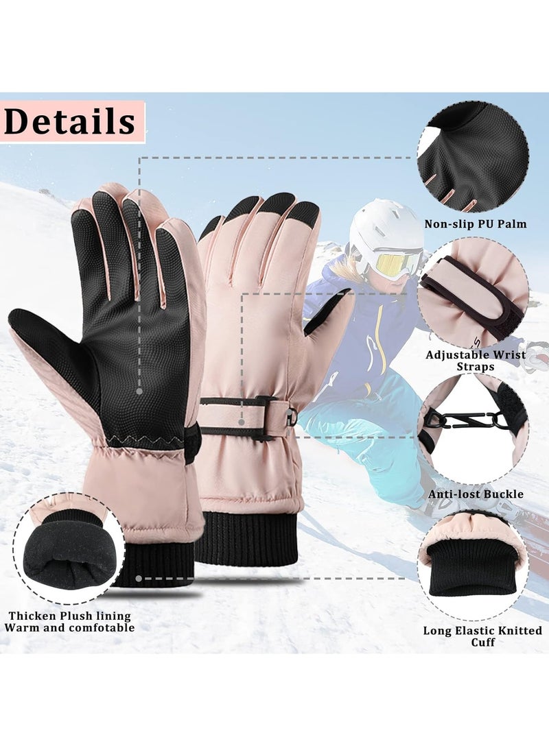 SYOSI Winter Ski Gloves for Women, Warm Waterproof Touchscreen Anti-Slip Snowboard Gloves for Women Bike Riding Skiing Hiking Motorcycle Snowboarding Outdoor Activity - Image 2
