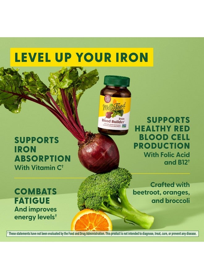 MegaFood مكمل الحديد ميغا فود بيلدر لزيادة مستويات الحديد بدون آثار جانبية، مكمل نباتي للنساء مع فيتامين C، فيتامين B12 وحمض الفوليك، 60 قرص - Image 4
