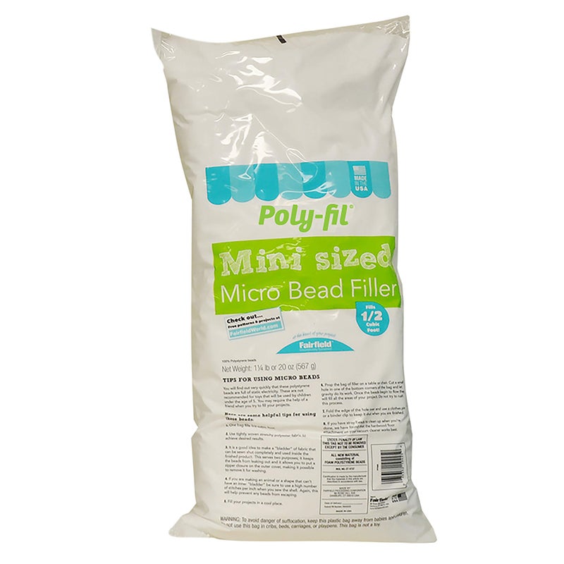 Fairfield PolyFil Mini Premium Micro Bead Filler Polystyrene Stuffing Beads Soft Pillow Stuffing Bean Bag Filler Stuffing for Stuffed Animals Toys and Dolls Ideal for Floam Slime 20Ounce