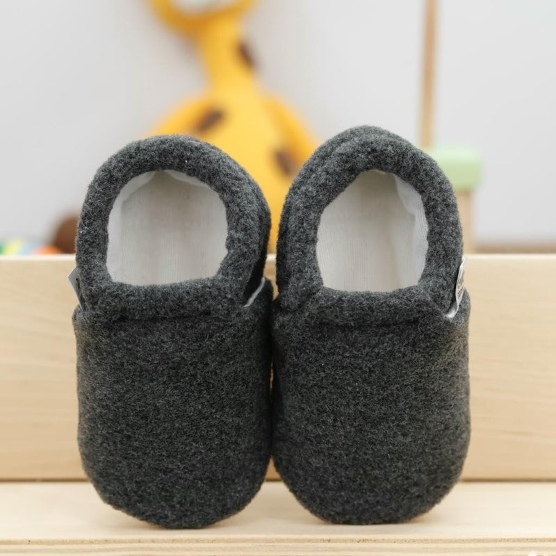 Ella Bonna Polar Baby Slippers Home Booties, Non-Slip Sole, Organic Cotton Lining Nursery Shoes, Anthracite Gray - Image 4