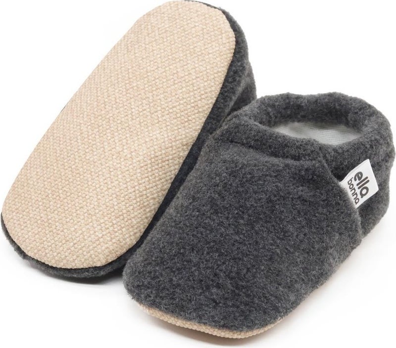 Ella Bonna Polar Baby Slippers Home Booties, Non-Slip Sole, Organic Cotton Lining Nursery Shoes, Anthracite Gray - Image 5