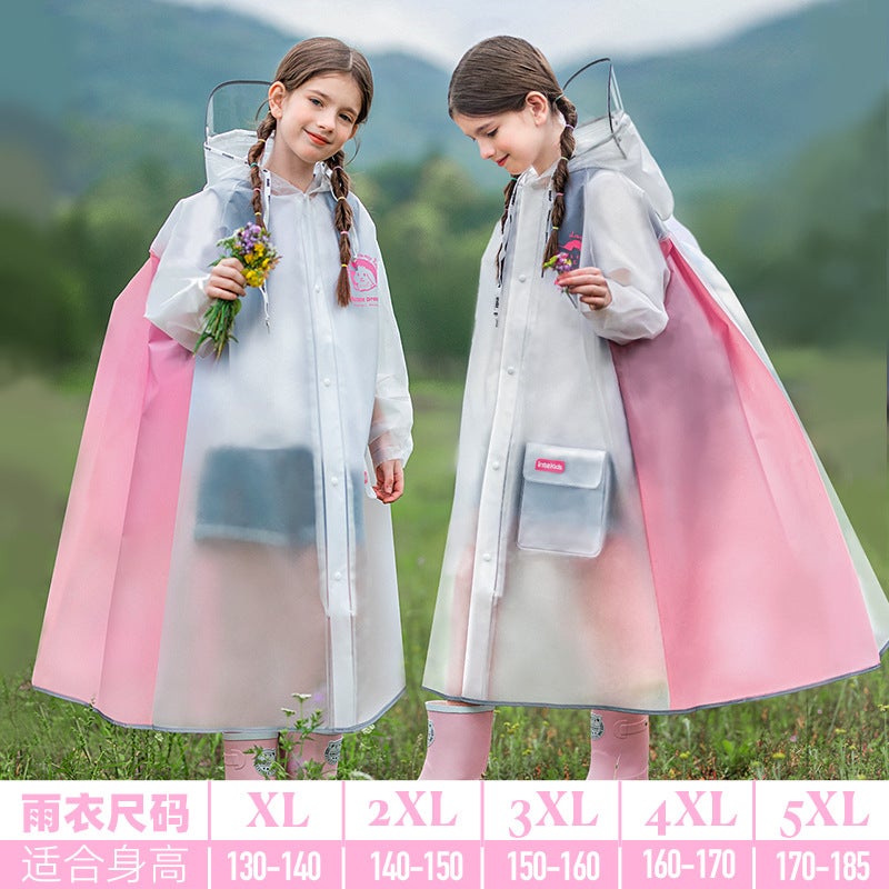 Children'S Raincoat For Students, Boys And Girls, Waterproof Full Body Style With School Bag, Medium And Large Kidsren'S School Poncho - Image 1