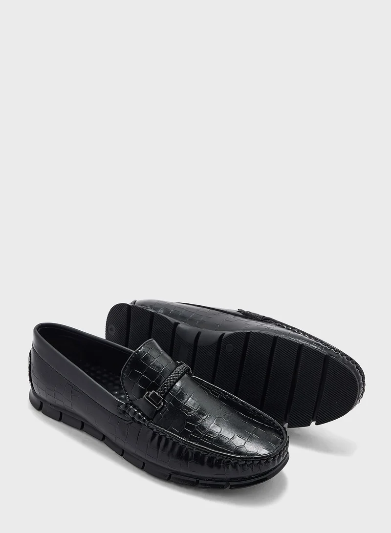 Robert Wood Croc Embossed Loafers