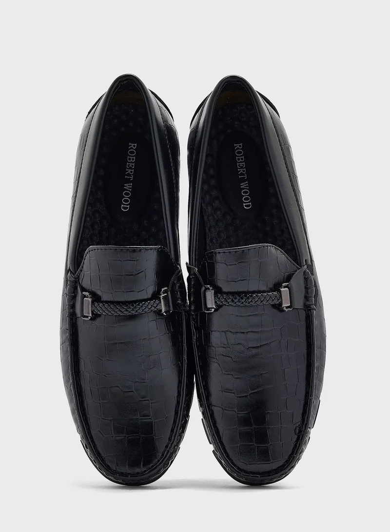 Robert Wood Croc Embossed Loafers