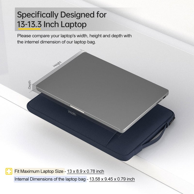 iKammo حقيبة كمبيوتر محمول 13.3 بوصة لديل XPS 13 9310 9300 7390/ لاتيتيود 7390، لينوفو Chromebook Flex 5، أيسر Spin 5، HP Spectre x360/HP Pavilion 13/HP Envy 13، حقيبة حمل Asus ZenBook (زرقاء) - Image 2