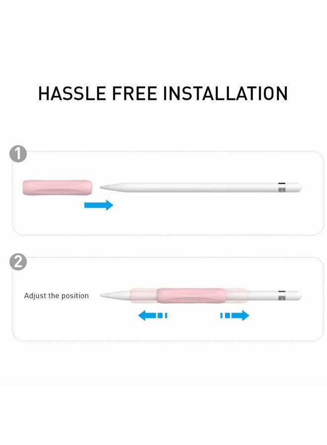 Delidigi 3 Pack iPencil Grip Silicone Holder Ergonomic Sleeve Accessories Compatible with Apple Pencil 1st and 2nd Generation (White, Pink, Avocado Green) - Image 4