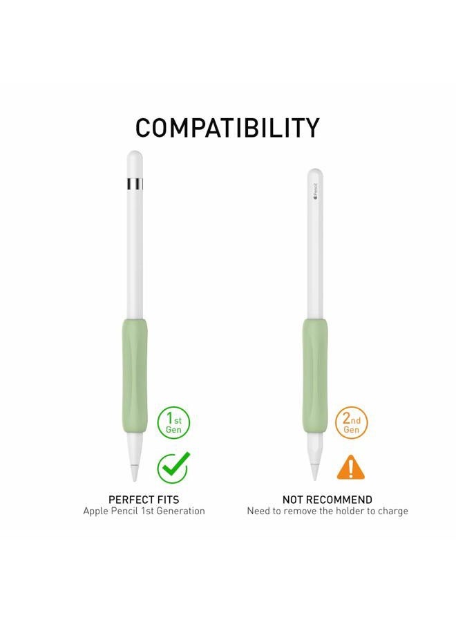 Delidigi 3 Pack iPencil Grip Silicone Holder Ergonomic Sleeve Accessories Compatible with Apple Pencil 1st and 2nd Generation (White, Pink, Avocado Green) - Image 3