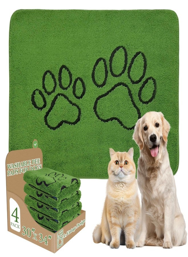 اتش او ام آي أم بي فوط تدريب الكلاب القابلة للغسل من هوميب، عبوة من 4 فوط فائقة الامتصاص وقابلة لإعادة الاستخدام، عشب صناعي أخضر طويل من الصوف لتدريب الكلاب على استخدام المرحاض، سطح مُحسّن مانع للانزلاق والتسرب، مناسب للأرضيات والأرائك والأسرة والأقفاص، أخضر 30 بوصة × 34 بوصة - Image 1