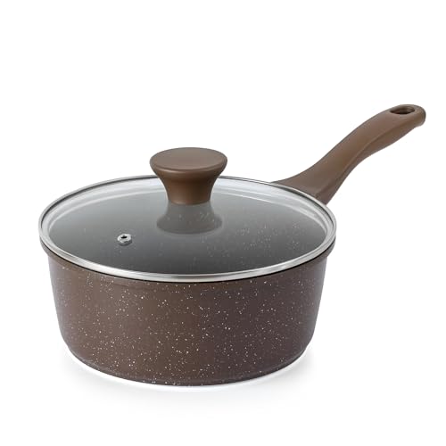 SENSARTE Saucepan Nonstick with Lid 1.5 Quarts Granite Coating Sauce Pot Small Kitchen Cooking Pot, Induction Comptable, Free of Intentionally Added PFOA - Image 1