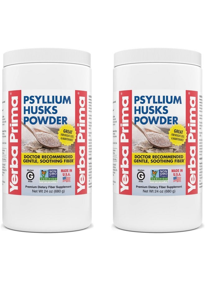 Yerba Prima - Psyllium Husks Powder 24 Oz (Pack Of 2) Unflavored Fine Ground Natural Fiber Supplement With Soluble & Insoluble Fiber - Image 1