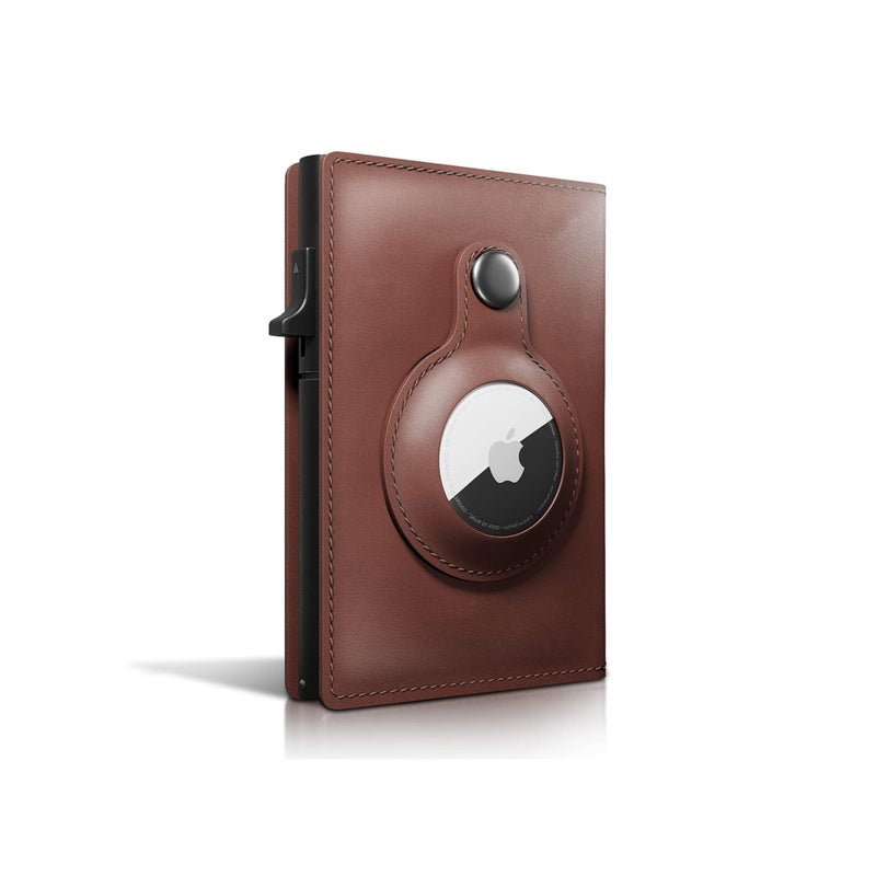 Barakah AirTag Wallet, Trackable Wallet with AirTag Holder, RFID-Blocking Minimalist Leather Wallet, Slim Leather Airtag Wallet, Men and Women, Smart Wallet, AirTag Not Included (Brown) - Image 2
