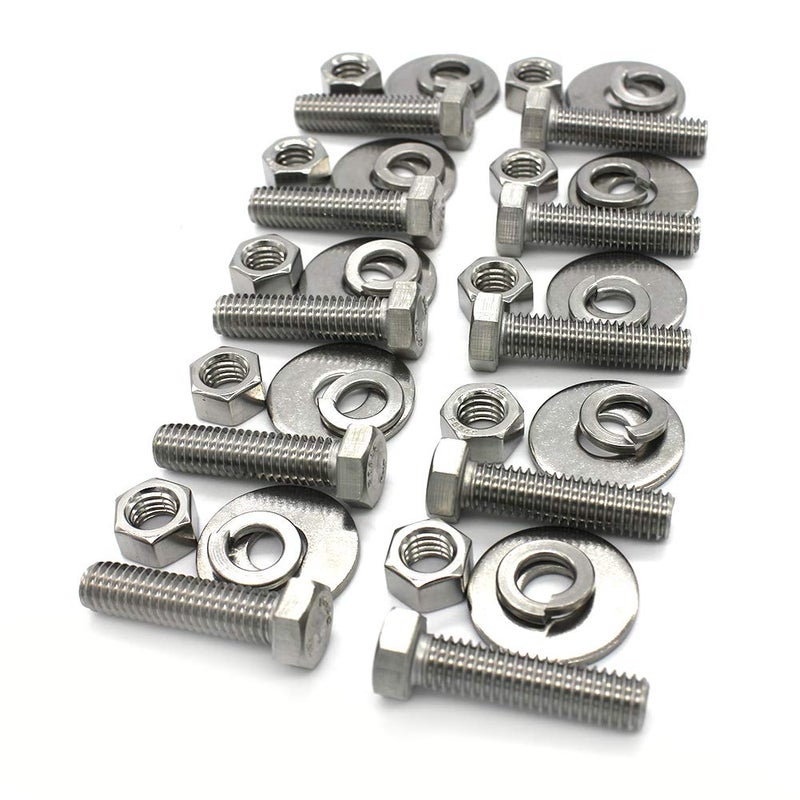 Fullerkreg (10 Sets) 1/4-20x1-1/4 Stainless Steel Hex Head Screws Bolts, Nuts, Flat & Lock Washers, 18-8 (304) S/S, Fully Threaded by Bolt - Image 5