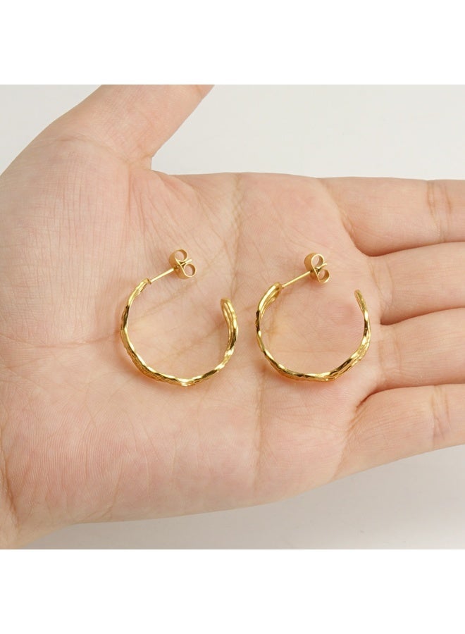 AMETOER 18K Gold Plated Stainless Steel Fashion Earrings - eometric Wave Line Earrings for Women - Image 5