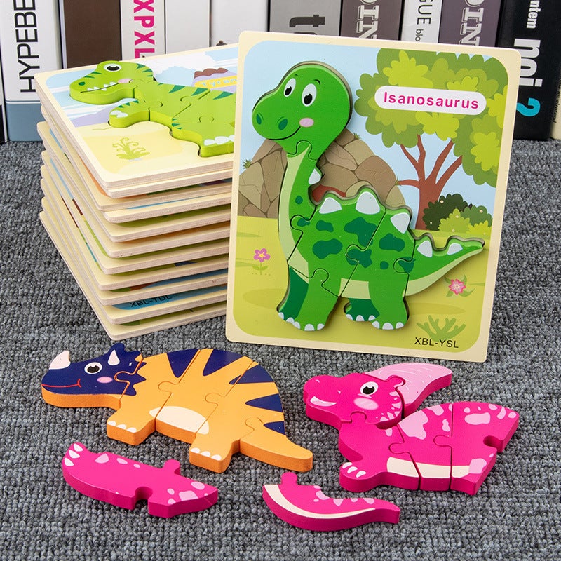3D Three-Dimensional Dinosaur Puzzle Children'S Cartoon Three-Dimensional Puzzle Early Education Puzzle Baby Shape Matching Puzzle Toy - Image 3