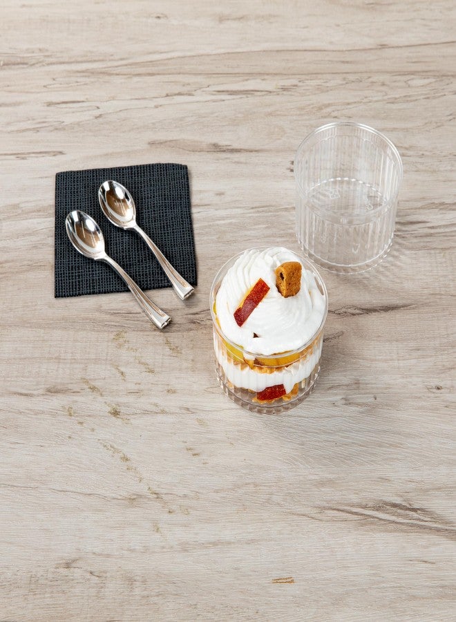 Restaurantware Mini Serve 4.2 Ounce Plastic Dessert Cups, 25 Disposable Round Serving Cups - Lids Sold Separately, Fluted Design, Clear Plastic Parfait Cups, Durable, For Ice Cream, Gelato - Image 5