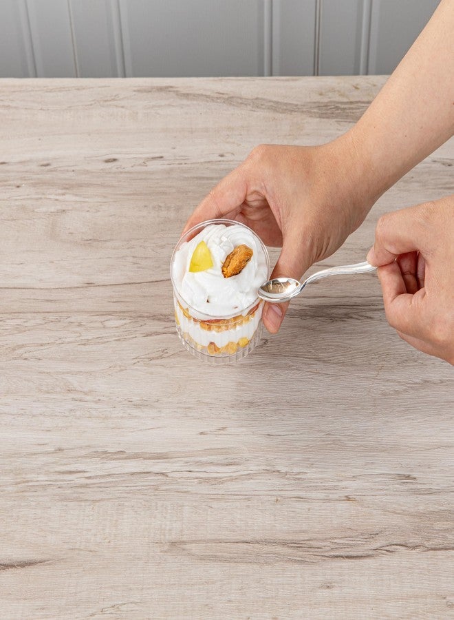 Restaurantware Mini Serve 4.2 Ounce Plastic Dessert Cups, 25 Disposable Round Serving Cups - Lids Sold Separately, Fluted Design, Clear Plastic Parfait Cups, Durable, For Ice Cream, Gelato - Image 4