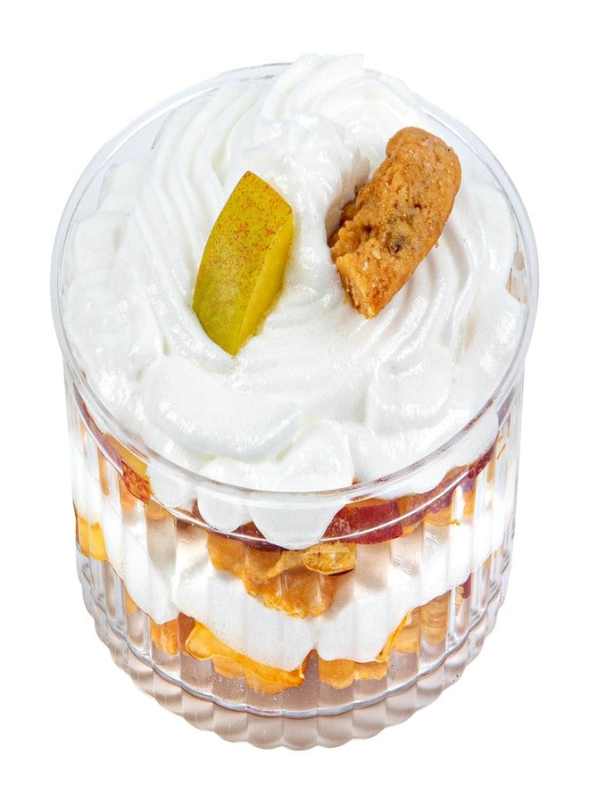 Restaurantware Mini Serve 4.2 Ounce Plastic Dessert Cups, 25 Disposable Round Serving Cups - Lids Sold Separately, Fluted Design, Clear Plastic Parfait Cups, Durable, For Ice Cream, Gelato - Image 1