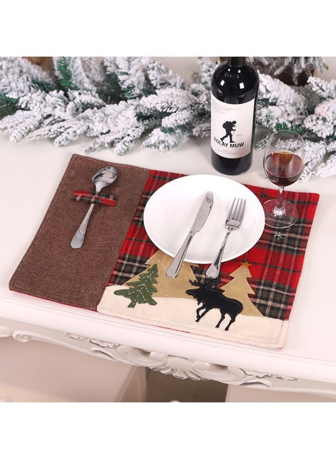 NIBEMINENT Plaid Printed Table Mat Red/Black/Beige 44x33cm - Image 3