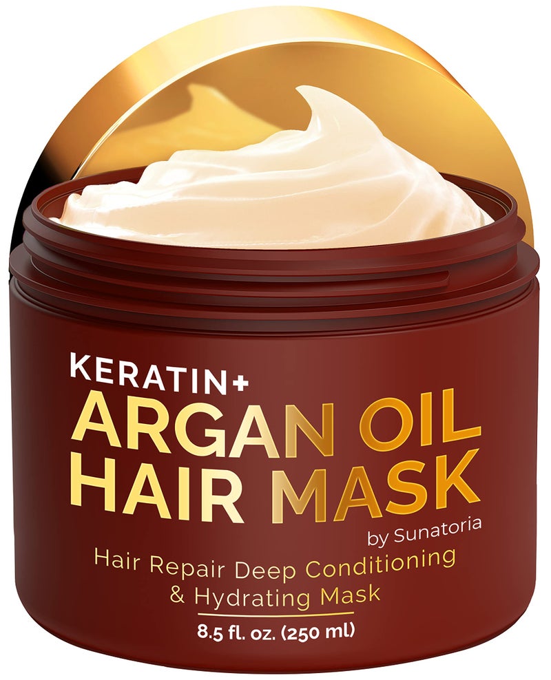 SUNATORIA Hair Mask with Keratin & Argan Oil - Conditioner for Dry, Damaged, Frizzy Hair & Split Ends - Hair Treatment Serum for Hair Repair & Hydrating - 8.5 Fl Oz - Image 1