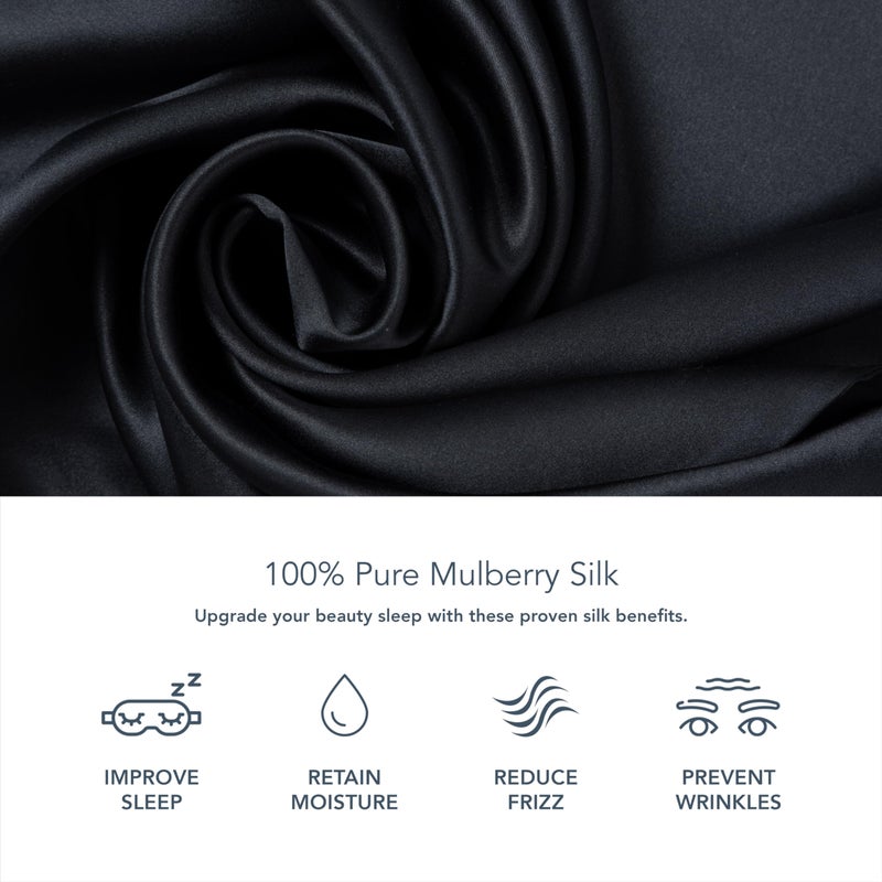 Fishers Finery 19mm 100% Pure Mulberry Silk Pillowcase  Good Housekeeping Quality Tested (Black  K) - Image 5