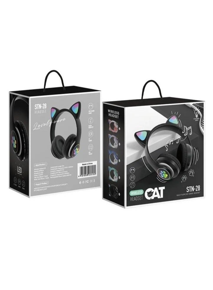 TIGER Cat Ear RGB Wireless Headphones STN-28 – Stylish Bluetooth Headphones with LED Light Up Cat Ears, Premium Sound Quality, Comfortable Over-Ear Design, and Long Battery Life for Gaming., Music & Daily Use - Image 2