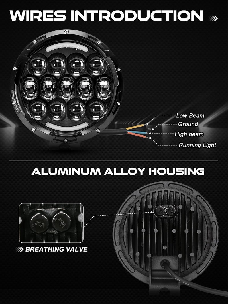 AUDEXEN LED Work Lights, 7 Inch 105W Round Spot LED Pods Light Bar High/Low Beam DRL with Adjustable Mounting Bracket Compatible with Jeep Off Road 4WD Truck SUV UTV ATV Driving Lamp, 2 PCS - Image 4